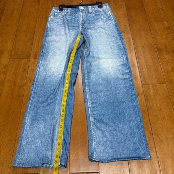 Mila Rosabella Womens Denim Print Pull On Wide Leg Sweatpants Size L Casual NWT - Picture 7 of 14